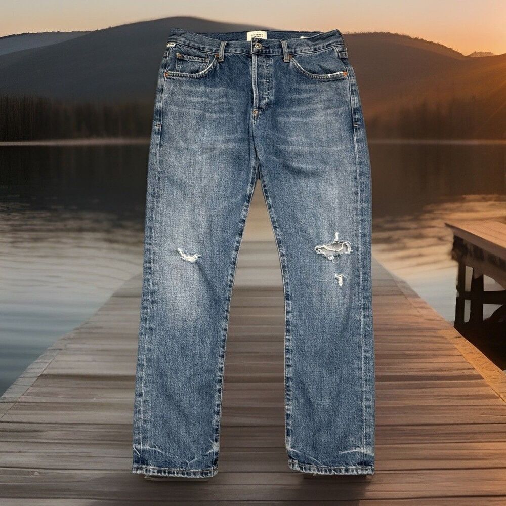 Citizens of Humanity Emerson Jeans 24 (28x25.5) Boyfriend Button Distress Womens